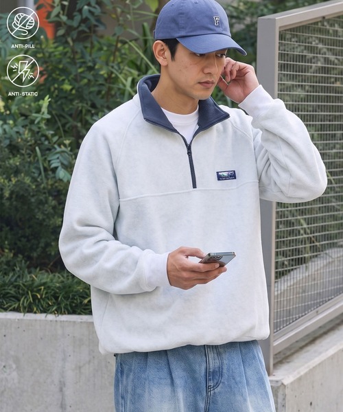 寬鬆重磅刷毛拉鍊高領衫