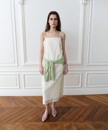 LINE STRIPE LONG DRESS, IVORY