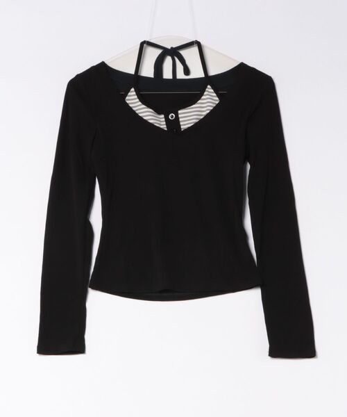 AsRiRe(アスリレイ)の「26aw 2点セット/レイヤード風ホルターネックリボン長袖トップス(Tシャツ/カットソー・レディース・ピンク/ブラック/グレー/ホワイト/アイボリー・M)」の12枚目の写真