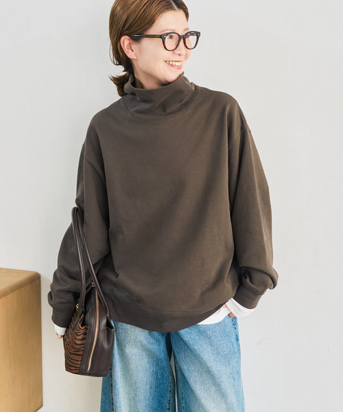 Spick & Span(スピックアンドスパン)の「《WEB限定 / 追加》裏毛ハイネックプルオーバー(Tシャツ/カットソー・レディース・ブラウン/ブラック・FREE)」の14枚目の写真