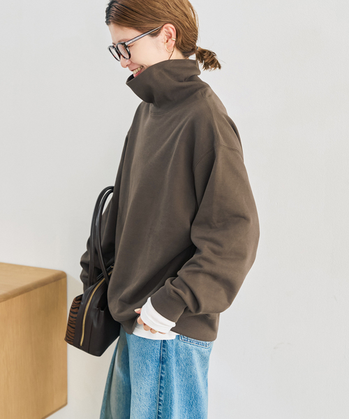 Spick & Span(スピックアンドスパン)の「《WEB限定 / 追加》裏毛ハイネックプルオーバー(Tシャツ/カットソー・レディース・ブラウン/ブラック・FREE)」の15枚目の写真