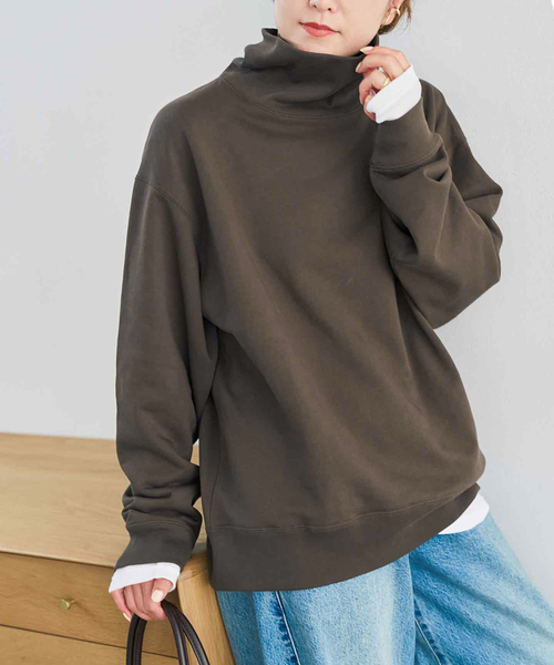 Spick & Span(スピックアンドスパン)の「《WEB限定 / 追加》裏毛ハイネックプルオーバー(Tシャツ/カットソー・レディース・ブラウン/ブラック・FREE)」の16枚目の写真