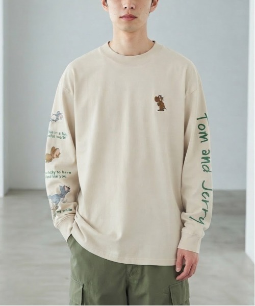 Tom&Jerry(トムアンドジェリー)の「【TOM&JERRY/トムとジェリー】キャラクタープリント&刺繍USD加工ロングスリーブTシャツ 袖プリント&刺繍 ヴィンテージ風 ユニセックス(Tシャツ/カットソー・メンズ・スミクロ/ブラック系その他/アイボリー/グレイッシュベージュ・LARGE/MEDIUM)」の11枚目の写真