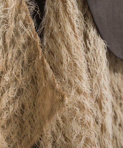 Material（Avenue）（マテリアル）の「【Material】サージ×フリンジジャガード レイヤード裾 ジレ セットアップ可（ベスト・レディース・杢グレー/ブラック/ダークブラウン・FREE）」の22枚目の写真