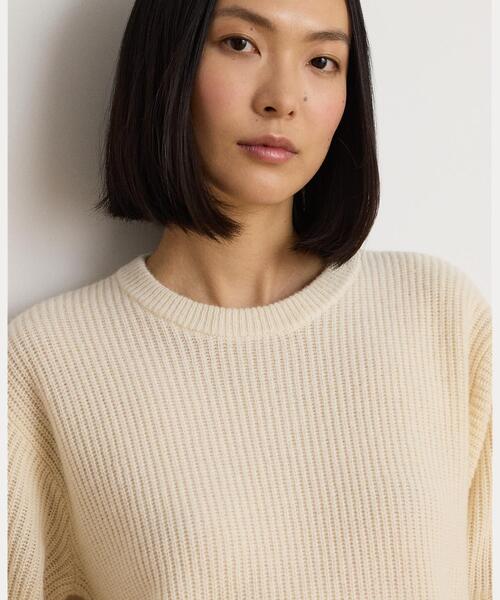 LAUREN RALPH LAUREN(ローレン ラルフ ローレン)の「リブニット ウールカシミヤ セーター(ニット/セーター・レディース・ナチュラル・S/M/L/XS/XXS)」の4枚目の写真