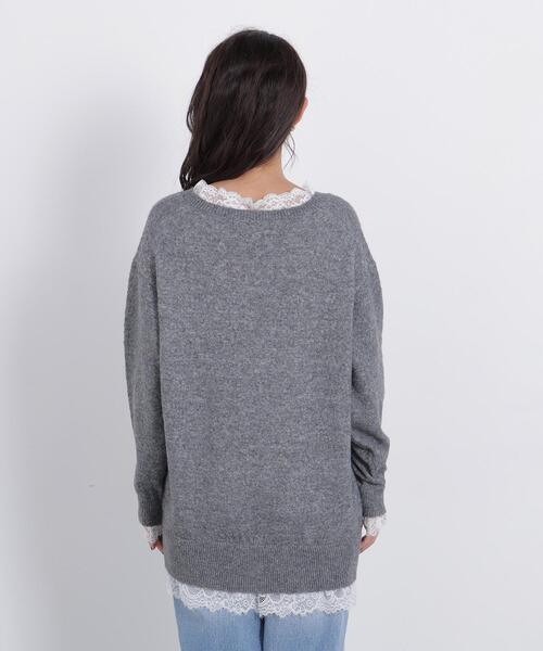 N.(N. Natural Beauty Basic)(エヌエヌナチュラルビューティーベーシック)の「レースリボン付ミドル丈ニット(ニット/セーター・レディース・グレー系その他/ブラック系その他2・FREE)」の8枚目の写真