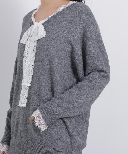 N.(N. Natural Beauty Basic)(エヌエヌナチュラルビューティーベーシック)の「レースリボン付ミドル丈ニット(ニット/セーター・レディース・グレー系その他/ブラック系その他2・FREE)」の10枚目の写真