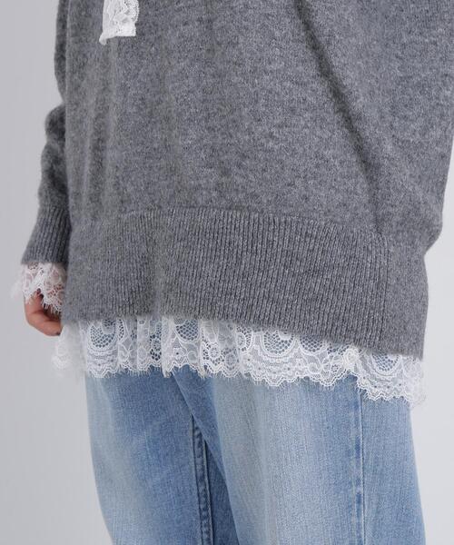 N.(N. Natural Beauty Basic)(エヌエヌナチュラルビューティーベーシック)の「レースリボン付ミドル丈ニット(ニット/セーター・レディース・グレー系その他/ブラック系その他2・FREE)」の11枚目の写真