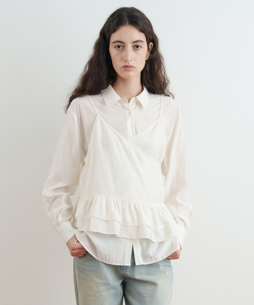 SINOON（シヌーン）の「Sheer Loose Shirt (Ivory)（シャツ/ブラウス・レディース・アイボリー・SMALL/MEDIUM）」の4枚目の写真