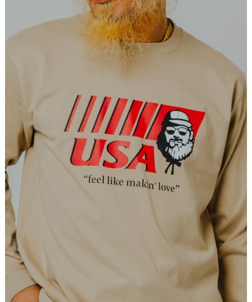 BIG MIKE(ビッグマイク)の「BIG MIKE ビッグマイク /26秋冬新作 チキンショップ ロゴ 長袖プリントTシャツ コットン アメカジ ユニセックス //// 102638373(Tシャツ/カットソー・メンズ・ホワイト/サンドベージュ/ブラック・LARGE/MEDIUM)」の4枚目の写真