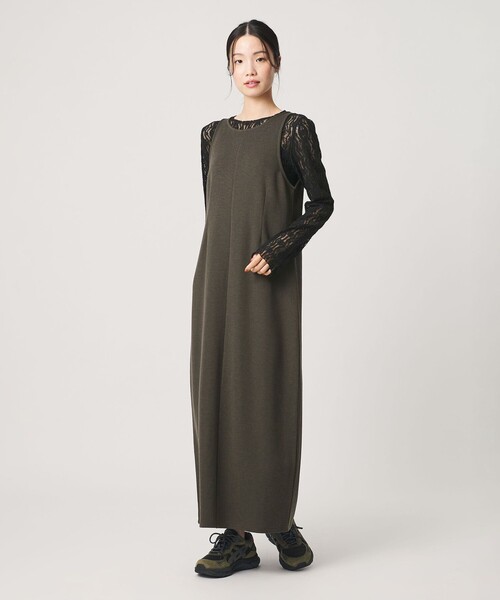 BEAUTY&YOUTH UNITED ARROWS（ビューティーアンドユースユナイテッドアローズ）の「ポリエステルブレンド バックV Iラインワンピース（ワンピース・レディース・ブラック/オリーブ・M/S）」の3枚目の写真
