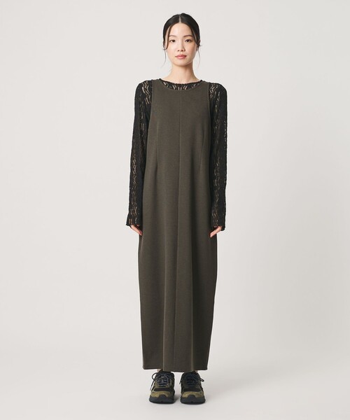 BEAUTY&YOUTH UNITED ARROWS（ビューティーアンドユースユナイテッドアローズ）の「ポリエステルブレンド バックV Iラインワンピース（ワンピース・レディース・ブラック/オリーブ・M/S）」の9枚目の写真