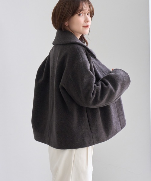 ROPE' PICNIC(ロペピクニック)の「ソフトブークレー ビックカラーコート(その他アウター・レディース・サックスブルー/チャコールグレー/キナリ・FREE)」の12枚目の写真