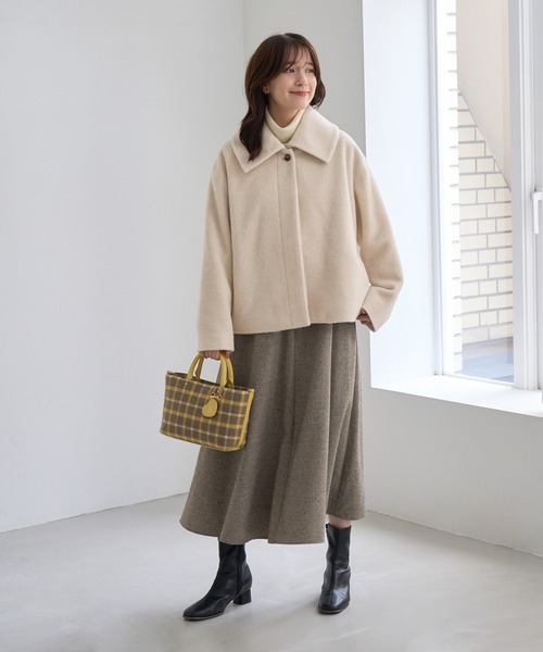 ROPE' PICNIC(ロペピクニック)の「ソフトブークレー ビックカラーコート(その他アウター・レディース・サックスブルー/チャコールグレー/キナリ・FREE)」の13枚目の写真