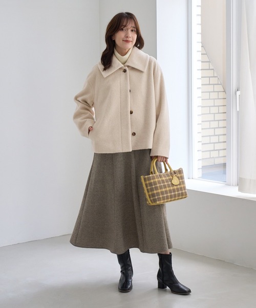 ROPE' PICNIC(ロペピクニック)の「ソフトブークレー ビックカラーコート(その他アウター・レディース・サックスブルー/チャコールグレー/キナリ・FREE)」の14枚目の写真