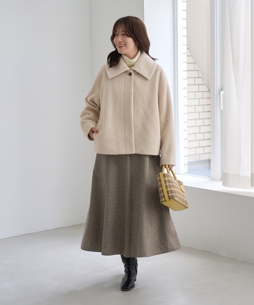 ROPE' PICNIC(ロペピクニック)の「ソフトブークレー ビックカラーコート(その他アウター・レディース・サックスブルー/チャコールグレー/キナリ・FREE)」の15枚目の写真