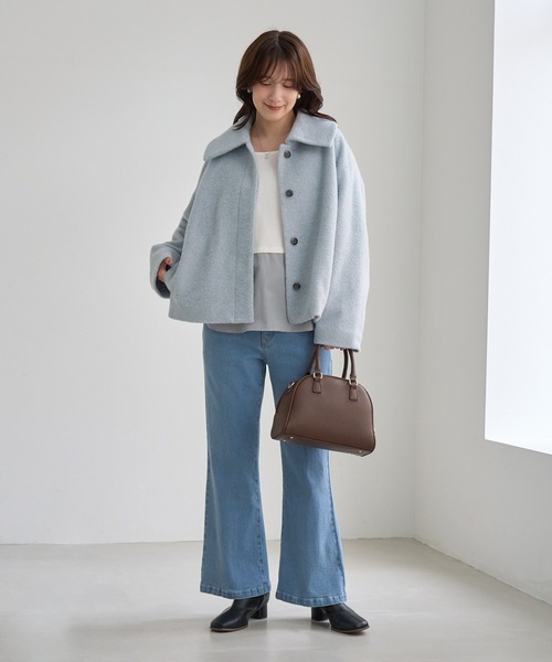 ROPE' PICNIC(ロペピクニック)の「ソフトブークレー ビックカラーコート(その他アウター・レディース・サックスブルー/チャコールグレー/キナリ・FREE)」の22枚目の写真