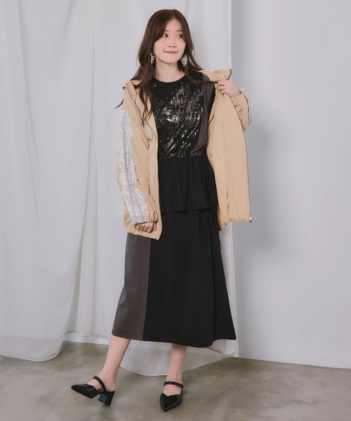 ScoLar(スカラー)の「563205:蝶刺繍レース マウンテンパーカー風ブルゾン(ブルゾン・レディース・ベージュ/カーキ/ブラック・M)」の22枚目の写真