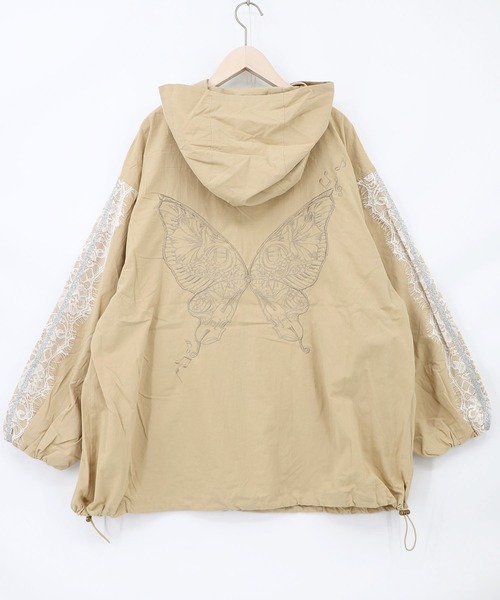 ScoLar(スカラー)の「563205:蝶刺繍レース マウンテンパーカー風ブルゾン(ブルゾン・レディース・ベージュ/カーキ/ブラック・M)」の15枚目の写真