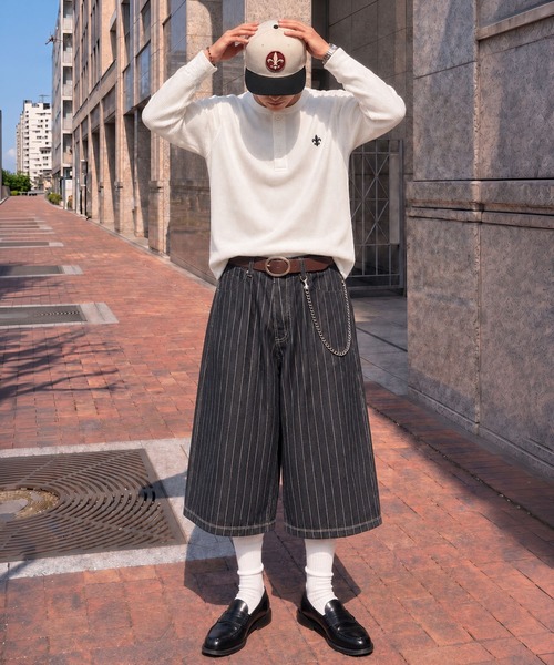 SPINNS(スピンズ)の「短丈ワッフルヘンリーネック長袖Tシャツ/サーマル/ワンポイントロゴ刺繍(Tシャツ/カットソー・メンズ・ブラック/ホワイト/ワイン/カモフラージュ・ONESIZE)」の21枚目の写真