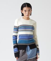 AULA AILA/アウラアイラ/ASYMMETRY BORDER RIB KNIT