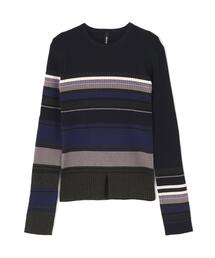 AULA AILA | AULA AILA/アウラアイラ/ASYMMETRY BORDER RIB KNIT(ニット/セーター)