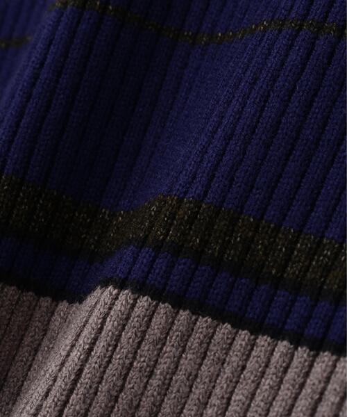 AULA AILA(アウラアイラ)の「AULA AILA/アウラアイラ/ASYMMETRY BORDER RIB KNIT(ニット/セーター・レディース・ブラック/ホワイト系2・0)」の4枚目の写真