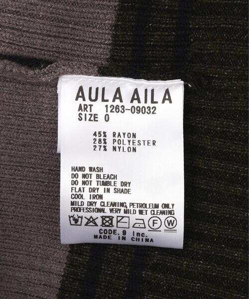 AULA AILA(アウラアイラ)の「AULA AILA/アウラアイラ/ASYMMETRY BORDER RIB KNIT(ニット/セーター・レディース・ブラック/ホワイト系2・0)」の5枚目の写真