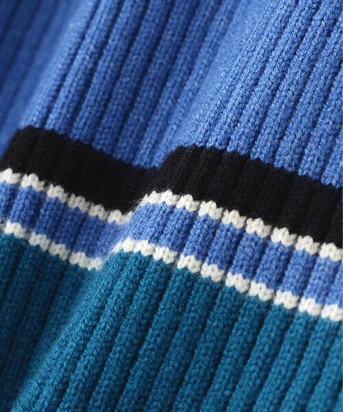 AULA AILA(アウラアイラ)の「AULA AILA/アウラアイラ/ASYMMETRY BORDER RIB KNIT(ニット/セーター・レディース・ブラック/ホワイト系2・0)」の6枚目の写真