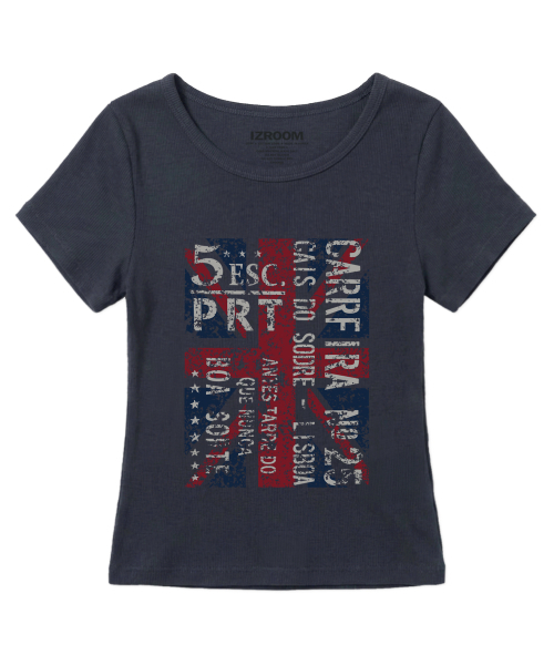 IZROOM(イズルーム)の「ロンドングランジスリムフィット半袖Tシャツ(ブルーチャコール)(Tシャツ/カットソー・レディース・その他・FREE)」の1枚目の写真