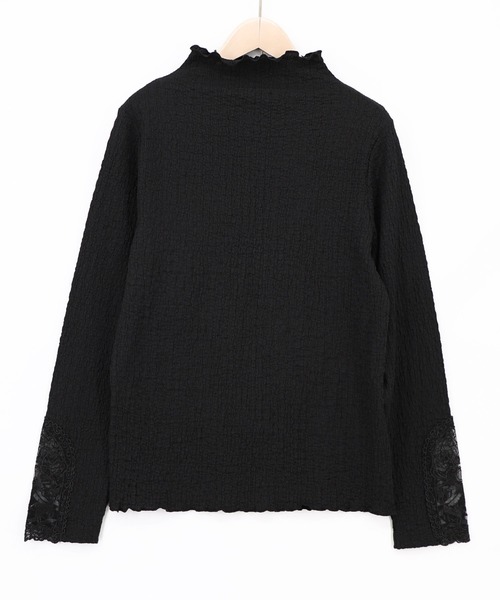 iS ScoLar(イズスカラー)の「563231:チェス柄袖レース付き ハイネックシャーリングTシャツ(Tシャツ/カットソー・レディース・ブラック/ブラウン/パープル・M)」の2枚目の写真