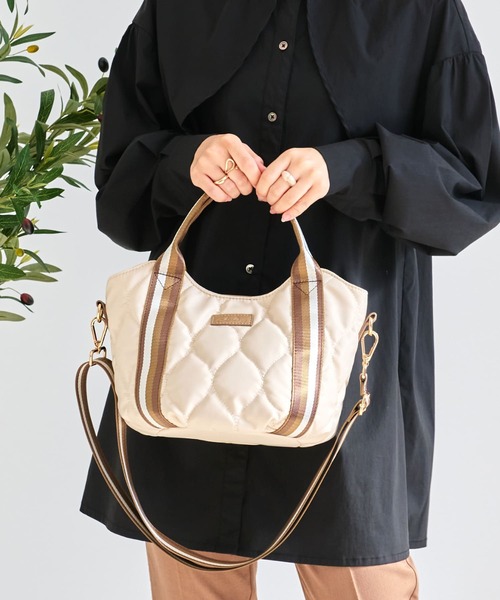 LIZDAYS（リズデイズ）の「【A5・500mlペットボトル収納可能】丸底シルエット2WAYミニトート（トートバッグ・レディース・ナチュラル/ベージュ×ブラック/ブラック×ベージュ/ダークグレー/ブルー系/スモーキーグリーン系・FREE）」の14枚目の写真