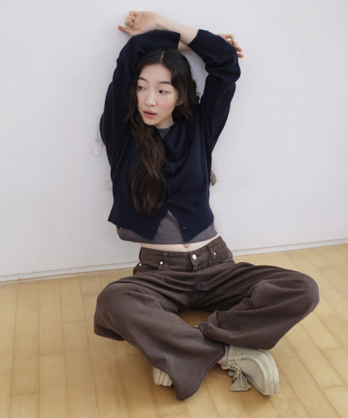 STEP AROUND(ステップアラウンド)の「カシミヤ ホールガーメント ラウンドカーディガン ネイビー(ニット/セーター・レディース・その他・FREE)」の2枚目の写真