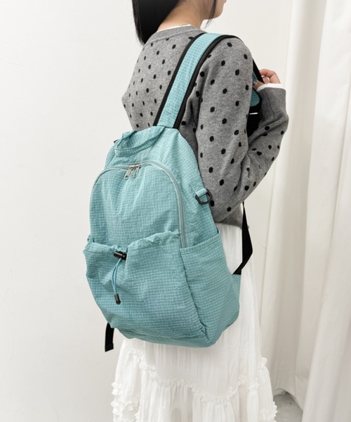 WEGO（ウィゴー）の「WEGO/ギャザーポケットライトバックパック（バックパック/リュック・レディース・グリーン系その他/アイボリー/ライム/ブラック/ライトグレー・FREE）」の6枚目の写真
