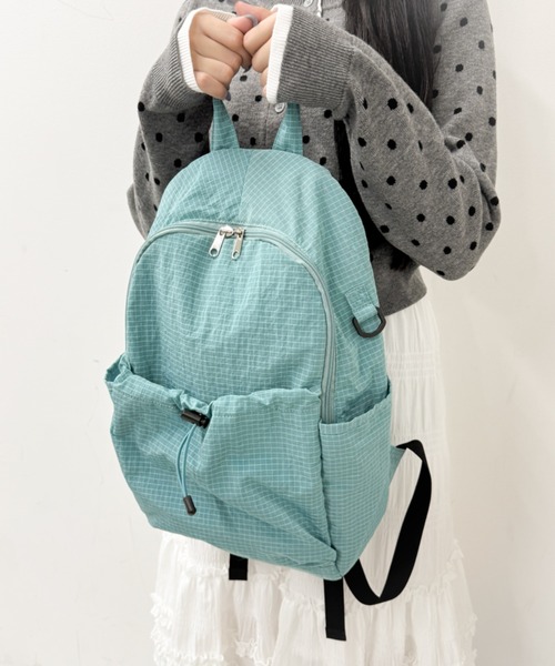 WEGO（ウィゴー）の「WEGO/ギャザーポケットライトバックパック（バックパック/リュック・レディース・グリーン系その他/アイボリー/ライム/ブラック/ライトグレー・FREE）」の7枚目の写真