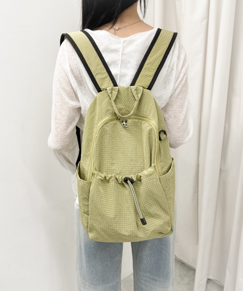 WEGO（ウィゴー）の「WEGO/ギャザーポケットライトバックパック（バックパック/リュック・レディース・グリーン系その他/アイボリー/ライム/ブラック/ライトグレー・FREE）」の8枚目の写真