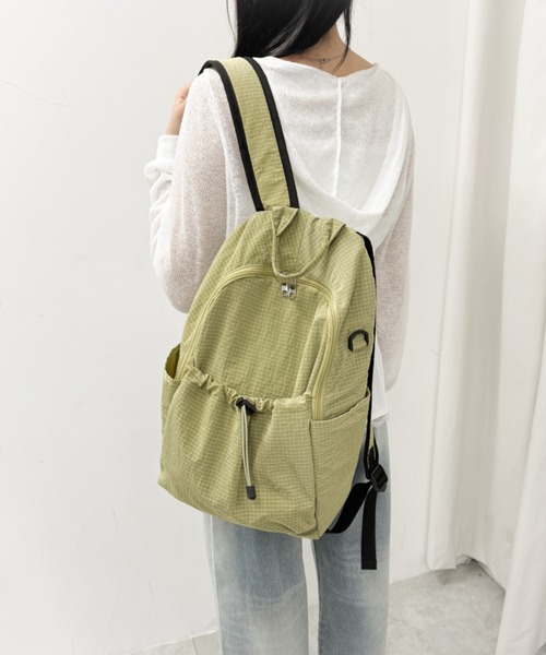 WEGO（ウィゴー）の「WEGO/ギャザーポケットライトバックパック（バックパック/リュック・レディース・グリーン系その他/アイボリー/ライム/ブラック/ライトグレー・FREE）」の10枚目の写真
