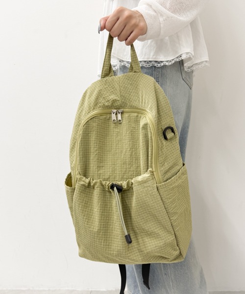 WEGO（ウィゴー）の「WEGO/ギャザーポケットライトバックパック（バックパック/リュック・レディース・グリーン系その他/アイボリー/ライム/ブラック/ライトグレー・FREE）」の11枚目の写真