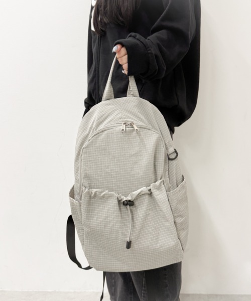 WEGO（ウィゴー）の「WEGO/ギャザーポケットライトバックパック（バックパック/リュック・レディース・グリーン系その他/アイボリー/ライム/ブラック/ライトグレー・FREE）」の19枚目の写真