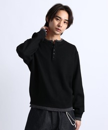 HENLEY NECK LAYERED KNIT/ヘンリーネックレイヤードニット
