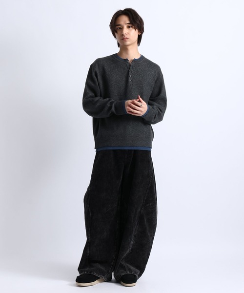 RAGEBLUE（レイジブルー）の「HENLEY NECK LAYERED KNIT/ヘンリーネックレイヤードニット（ニット/セーター・メンズ・ブラウン/ブラック/グレー・LARGE/MEDIUM）」の15枚目の写真