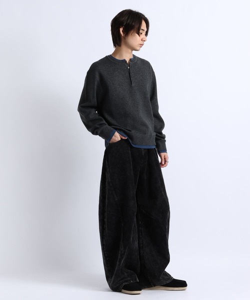 RAGEBLUE（レイジブルー）の「HENLEY NECK LAYERED KNIT/ヘンリーネックレイヤードニット（ニット/セーター・メンズ・ブラウン/ブラック/グレー・LARGE/MEDIUM）」の16枚目の写真