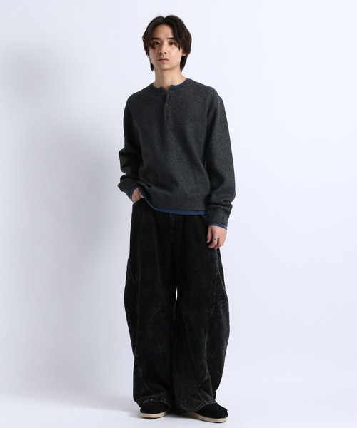 RAGEBLUE（レイジブルー）の「HENLEY NECK LAYERED KNIT/ヘンリーネックレイヤードニット（ニット/セーター・メンズ・ブラウン/ブラック/グレー・LARGE/MEDIUM）」の17枚目の写真