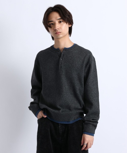 RAGEBLUE（レイジブルー）の「HENLEY NECK LAYERED KNIT/ヘンリーネックレイヤードニット（ニット/セーター・メンズ・ブラウン/ブラック/グレー・LARGE/MEDIUM）」の19枚目の写真