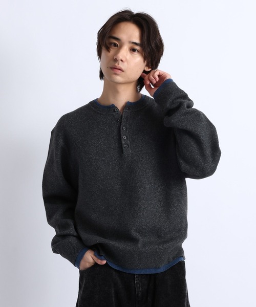 RAGEBLUE（レイジブルー）の「HENLEY NECK LAYERED KNIT/ヘンリーネックレイヤードニット（ニット/セーター・メンズ・ブラウン/ブラック/グレー・LARGE/MEDIUM）」の20枚目の写真