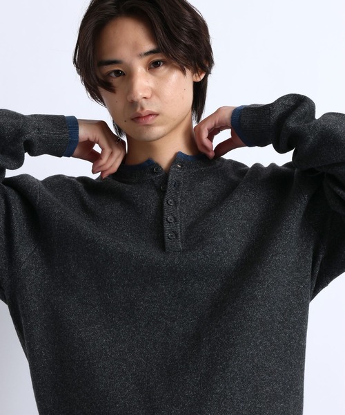 RAGEBLUE（レイジブルー）の「HENLEY NECK LAYERED KNIT/ヘンリーネックレイヤードニット（ニット/セーター・メンズ・ブラウン/ブラック/グレー・LARGE/MEDIUM）」の22枚目の写真