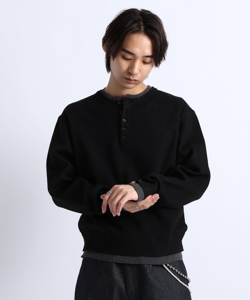 RAGEBLUE（レイジブルー）の「HENLEY NECK LAYERED KNIT/ヘンリーネックレイヤードニット（ニット/セーター・メンズ・ブラウン/ブラック/グレー・LARGE/MEDIUM）」の10枚目の写真