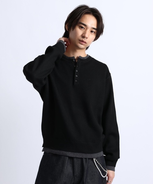 RAGEBLUE（レイジブルー）の「HENLEY NECK LAYERED KNIT/ヘンリーネックレイヤードニット（ニット/セーター・メンズ・ブラウン/ブラック/グレー・LARGE/MEDIUM）」の11枚目の写真