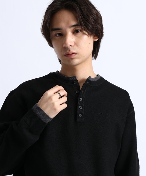 RAGEBLUE（レイジブルー）の「HENLEY NECK LAYERED KNIT/ヘンリーネックレイヤードニット（ニット/セーター・メンズ・ブラウン/ブラック/グレー・LARGE/MEDIUM）」の12枚目の写真