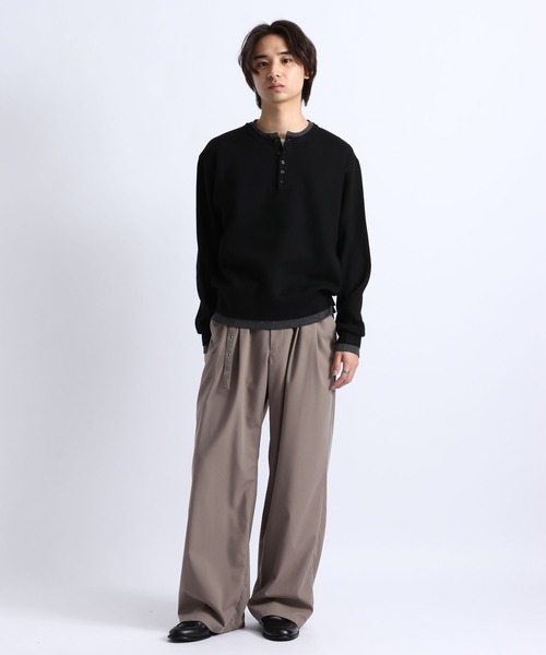 RAGEBLUE（レイジブルー）の「HENLEY NECK LAYERED KNIT/ヘンリーネックレイヤードニット（ニット/セーター・メンズ・ブラウン/ブラック/グレー・LARGE/MEDIUM）」の13枚目の写真